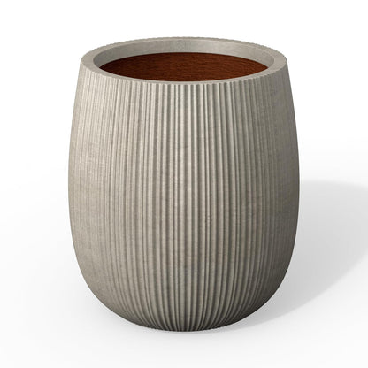 Kante Maceta Redonda de hormigón de 32 cm de diámetro x 37 cm de Alto, con Orificio de Drenaje y tapón de Goma para el hogar, Patio, jardín, Acabado de hormigón Desgastado con Interior café cálido