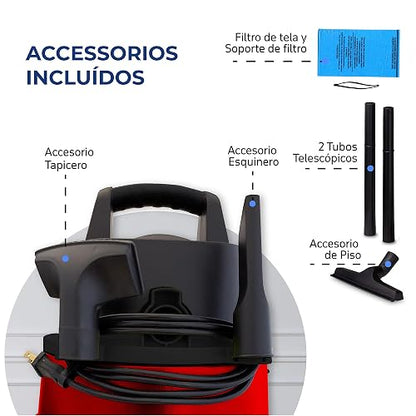 Koblenz SM-5 Aspiradora Seco Mojado 3 en 1 con Sistema de Expulsión de Aire, Devoradora con Capacidad de 5 Galones, Motor de 3.5 HP Pico, Aspiradora para Hogar y Taller, Aspira Agua y Vidrios