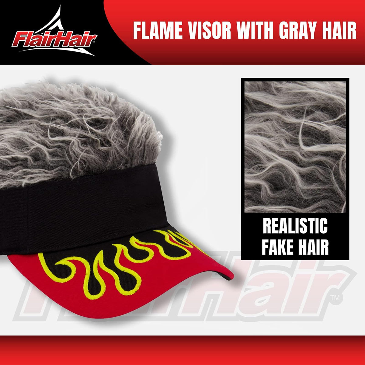 Flair Hair Sun Visor Cap with Fake Hair, Adjustable Baseball Hat Visor Mujer