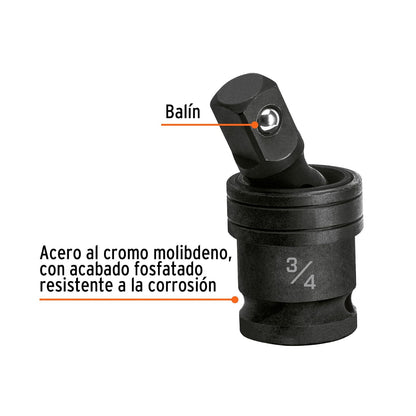 Truper NI-5670, Nudo universal para dados de impacto cuadro 3/4"