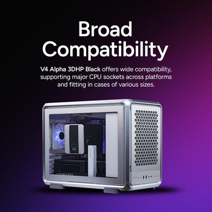 Cooler Master V4 Alpha 3DHP Ventilador de CPU Negro, Tecnología de Tubo de Calor Alpha 3DHP, Ventiladores Duales Mobius 120 PWM, Operación Silenciosa, Fácil Instalación, AMD Ryzen 9 AM5|4, Intel Ultra