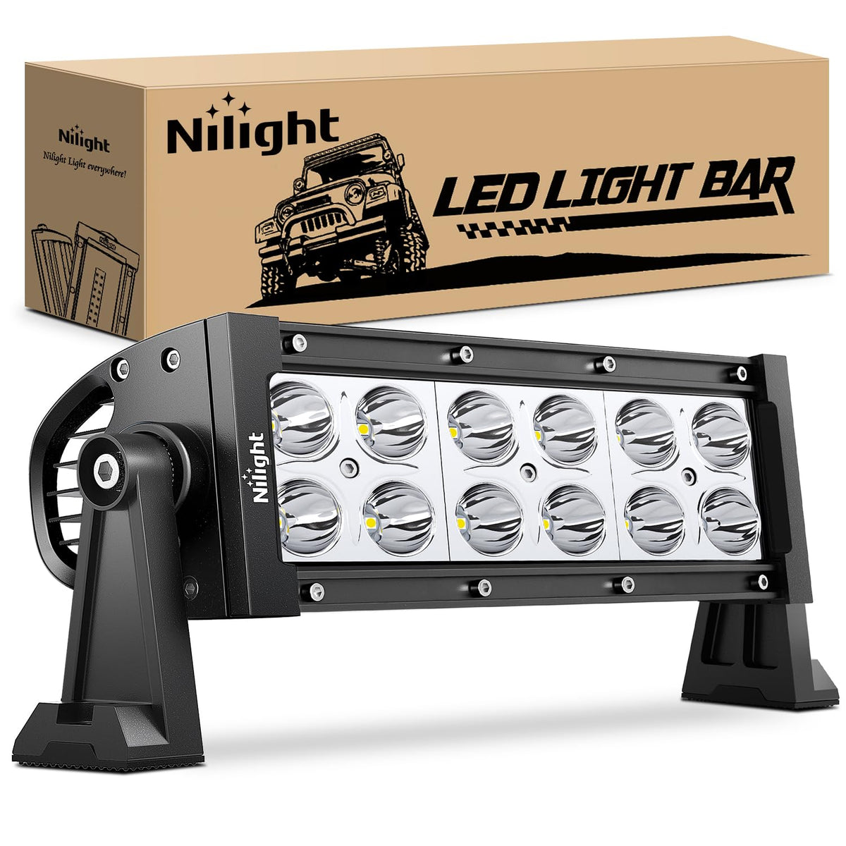 Nilight Barra de Luz LED Curvada 54 Pulgadas 312W 12V/24V Todoterreno - 1PC 36W Light Bar
