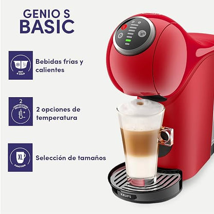 Krups Cafetera Dolce Gusto Genio S Plus Roja KP3405MX | Máquina de cápsulas, más de 30 bebidas, rápida y compacta, función Espresso Boost