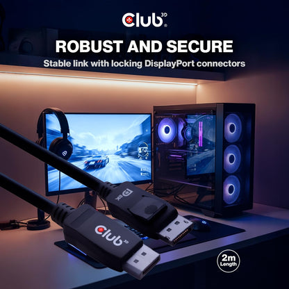 Club3D CAC-2068 DisplayPort to DisplayPort 1.4/HBR3 Cable DP 1.4 8K 60Hz 2m/6.56ft, Black Vesa certified