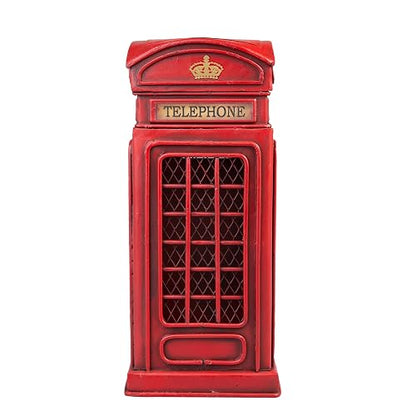 Cabina de Teléfono | Estilo Vintage | Adornos de Escritorio | para Oficina y hogar | Modelo a Escala | Roja | 23.5x9 cm | Running