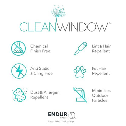 Clean Window Panel de Cortina Transparente Antipolvo para Ventanas de Limpieza alérgica y para Mascotas, Blanco (White/Linen), 52" x 63", 1