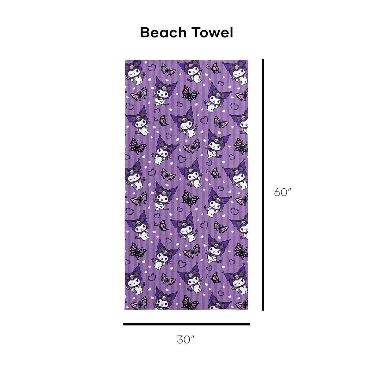 Northwest Kuromi Toalla de Playa de Microfibra, 76.2 x 152.4 cm, Linda Kuromi
