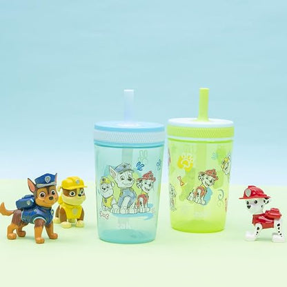 Zak Designs - Vasos para niños pequeños con diseño a prueba de fugas, ideales para viajes o en casa, 15 onzas, paquete de 2 vasos de plástico duraderos con diseño a prueba de fugas que son perfectos