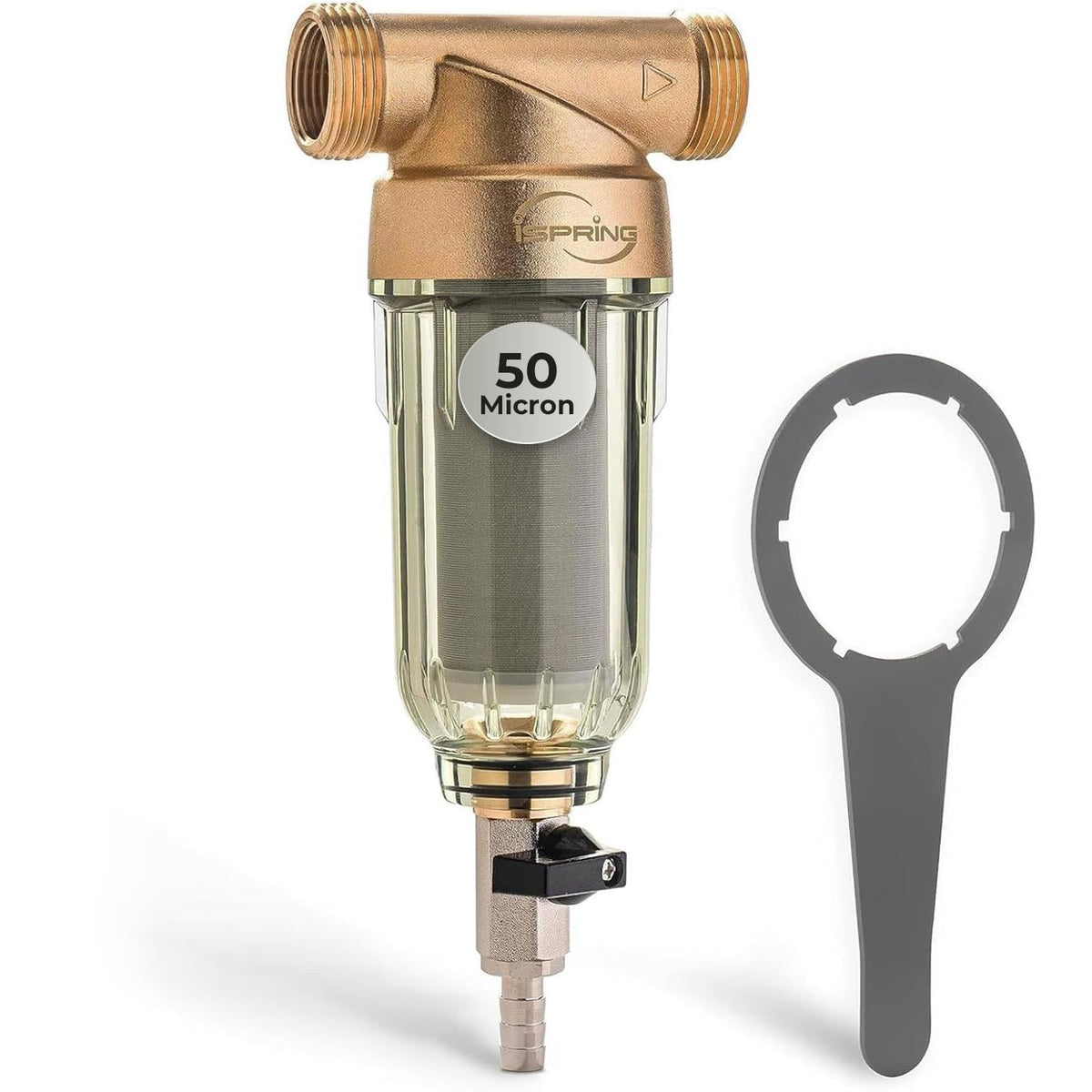iSpring WSP-100 Filtro de Sedimentos Reutilizable para Toda la Casa - 50 Micron