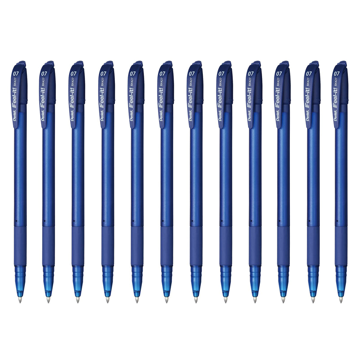 Pentel Feel-It Bolígrafo Cuerpo Ultra Delgado, Caja 12 Piezas - Azul