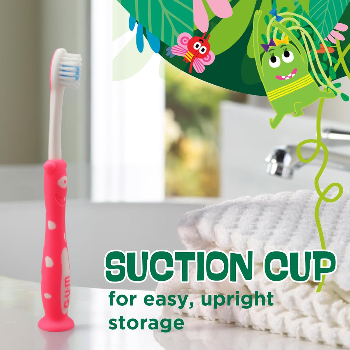 GUM 901B Monsterz Kids and Toddler Toothbrush, Soft, Ages 2+, 2 Count (Pack of 6)