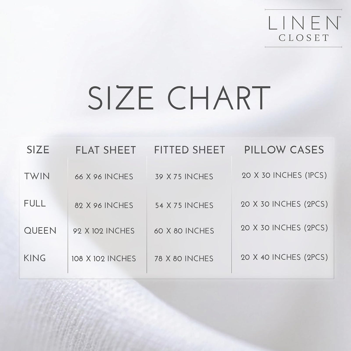 Linen Closet - Juego de sábanas de algodón orgánico de 300 Hilos, tamaño King, Color Blanco ártico