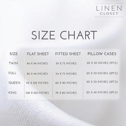Linen Closet - Juego de sábanas de algodón orgánico de 300 Hilos, tamaño King, Color Blanco ártico