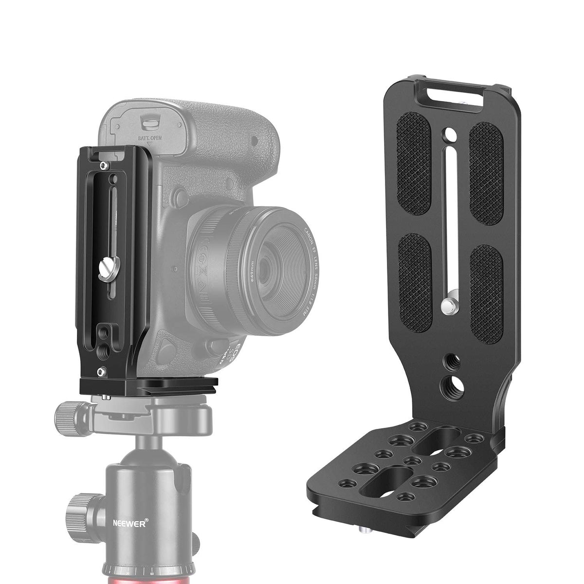 NEEWER Soporte en Forma de L Zapata Rápida Placa QR Cámara de Disparo Vertical Soporte en L con Tornillo 1/4 Pulgada Arca Swiss Compatible con dji Osmo Ronin Zhiyun Canon(Negro)