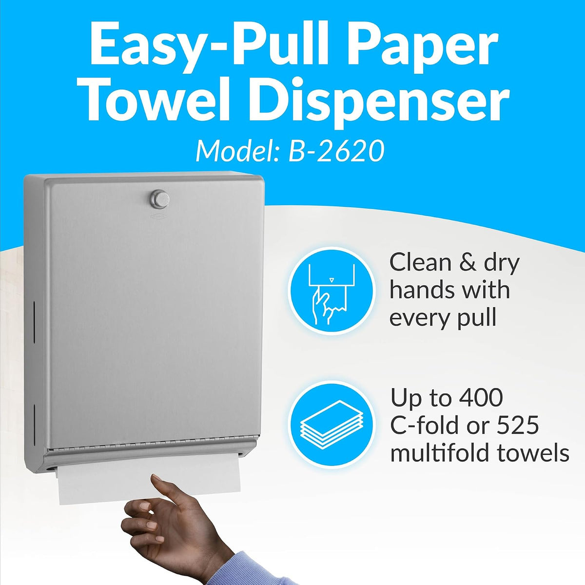 Bobrick B-2620 Stainless 10.75" x 14" Paper Towel Dispenser