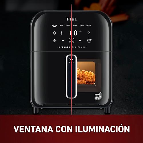 T-FAL Freidora de aire Digital Infrared 5L | Tecnología Infrarroja, ventana de visualización, 7 programas automáticos, Más rápido, más jugoso, más crujiente. EY8158U0