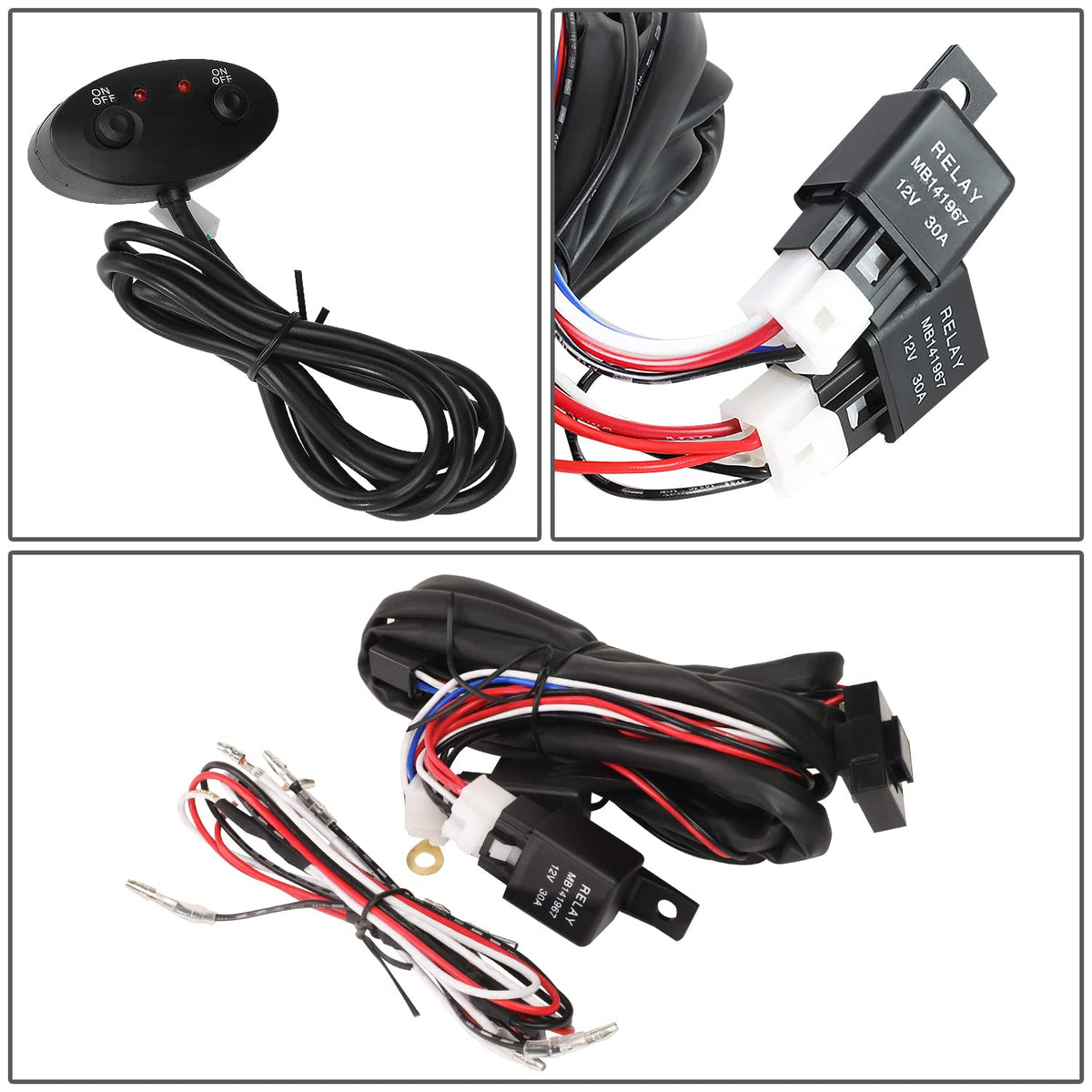 DNA Motoring FL-ZTL-359-BL Luz Antiniebla Universal de Techo con Arnés e Interruptor Interior, Lente Azul Carcasa Cromada