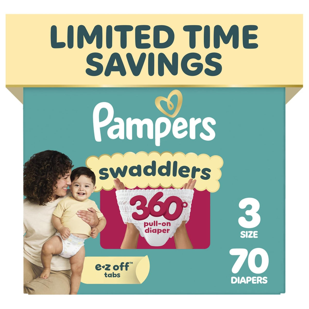 Pampers Swaddlers 360° Pañales Talla 3, Paquete de 70 - 3 - 70