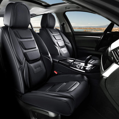 Coverado Fundas de Asiento Delantero de Piel Napa, Impermeables, Ajuste Universal - Negro - - Par frontal