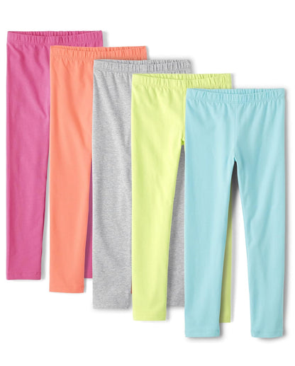 Leggings para Niña, Paquete de 8 - The Children's Place - Rosa - Naranja - Lt Grey - Lima - Aqua - M