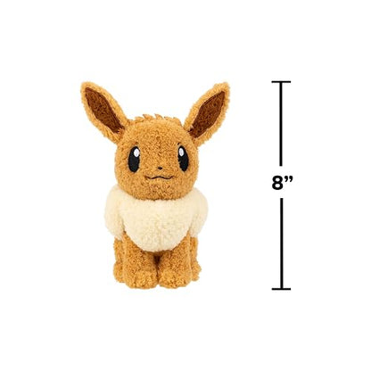 Pokémon Cuddly Eevee - Peluche Suave y lanudo de 8 Pulgadas con Detalles auténticos