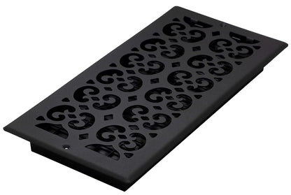 Decor Grates ST614W - Registro de pared y techo con diseño de pergamino, 6 x 14 pulgadas, color negro texturizado