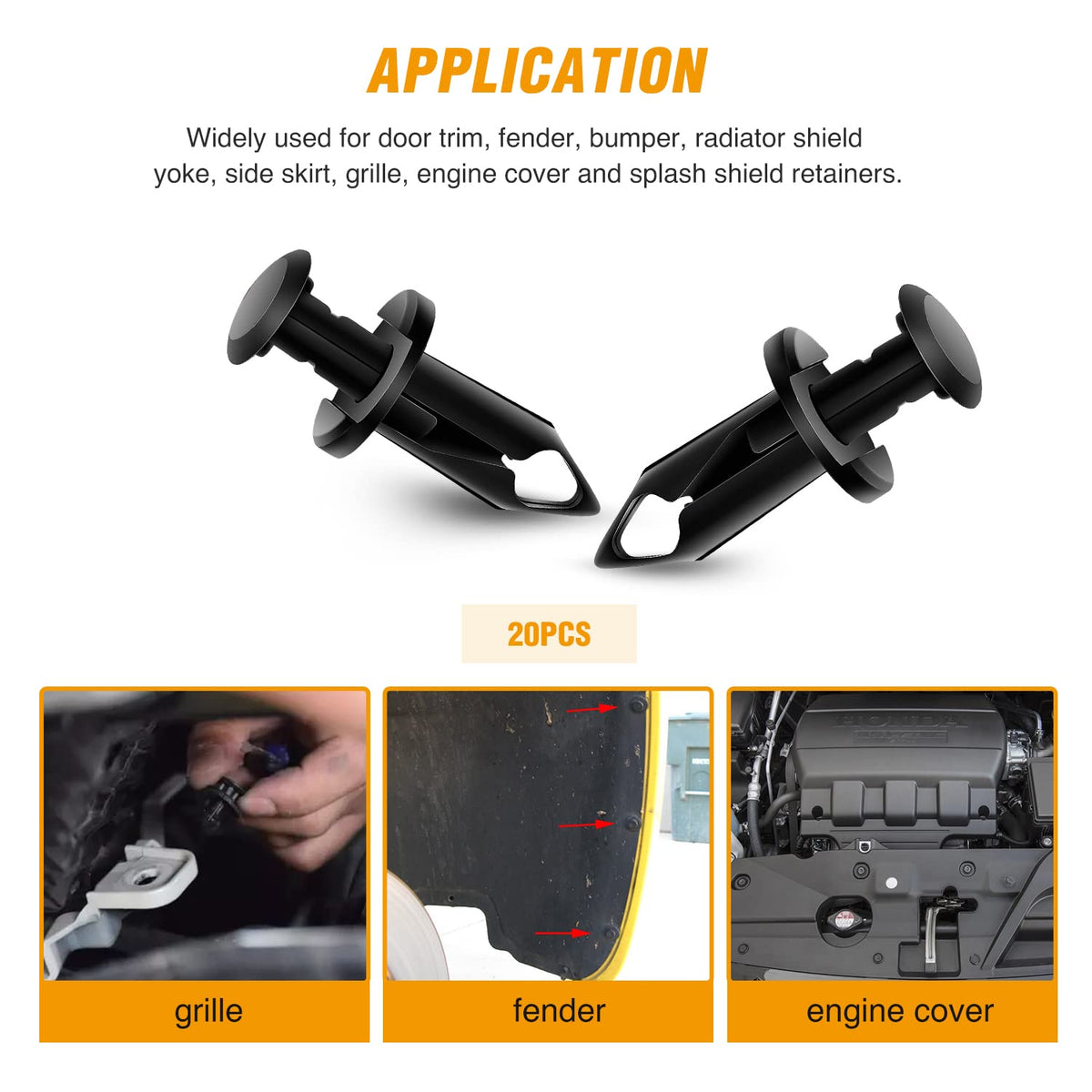 GOOACC GRC-100 Kit de 70 Piezas de Sujetadores de Nailon para Cubierta de Motor Guardabarros Carrocería