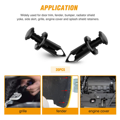 GOOACC GRC-100 Kit de 70 Piezas de Sujetadores de Nailon para Cubierta de Motor Guardabarros Carrocería