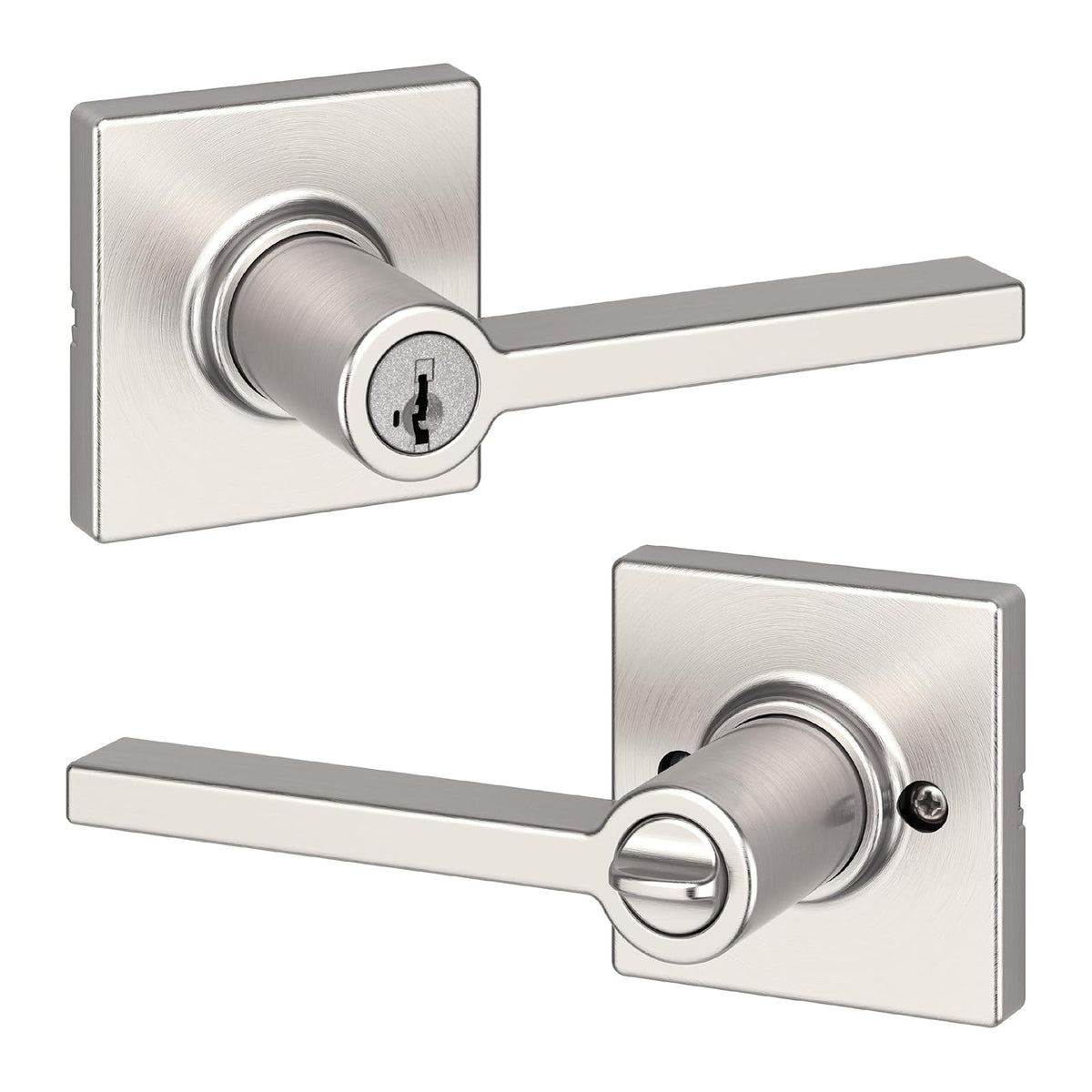 Kwikset Casey Manija Tipo Maniquí para Puertas Dobles y Armarios - 1 paquete - Níquel Satinado
