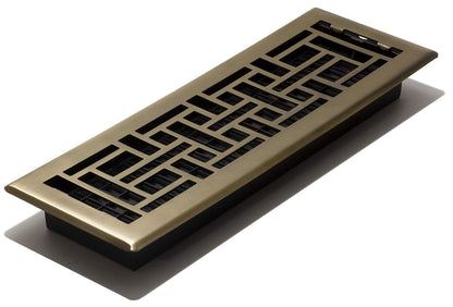 Decor Grates Oriental - Registro de Piso, 4 x 14 Pulgadas, Acabado de latón Antiguo - 4x14 Inches - Acabado de bronce añejado