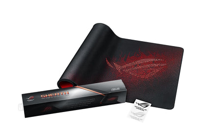 ASUS ROG Sheath Mousepad 900x440mm Antiderrapante Negro Rojo para PC Gamer | Superficie de tela para deslizamiento preciso, base de goma antideslizante, bordes cosidos anti-desgaste, 900x440x3mm, ROG