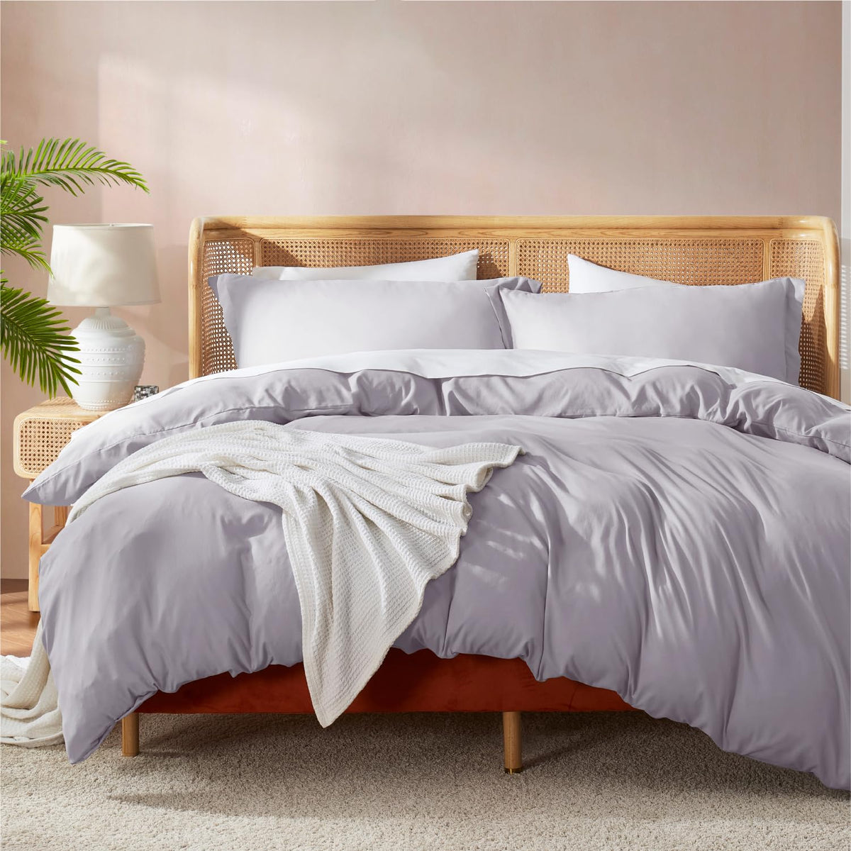 Nestl Bedding Juego de Funda para Edredón 3 Piezas, Microfibra - Gris Lavanda - Individual