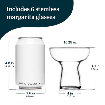 Libbey Juego de 6 Copas Margarita de vidrio Stemless de 303 ml