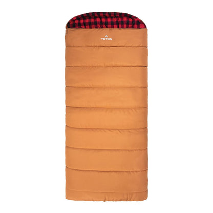 Teton Sports Jr Sleeping Bag for Boys, Girls, and Kids - 20 & 0 Degree Options (Celsius & Bridger) - Camping Accessory for Sleepover, Cabins, RV, Car Camping Accessories - Pecan (forro rojo oscuro) - Junior 0F