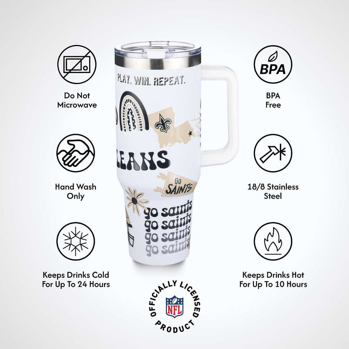 The Memory Company - Vaso de 40 onzas de Team Spirit Game Day