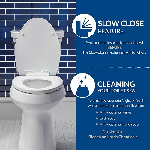 Mayfair 180SLOW 000 - Asiento para retrete (plástico sólido, bisagras de cierre silencioso, alargado), color blanco, Redondo, Blanco