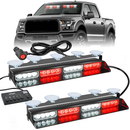 Nilight Luces LED Estroboscópicas para Tablero 32 LED con Control - blanco y rojo