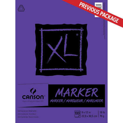 Canson - Bloc de papel marcador de la serie XL, semitranslúcido para bolígrafo, lápiz o marcador, plegable, 18 libras, 9 x 12 pulgadas, blanco, 100 hojas (400023336)