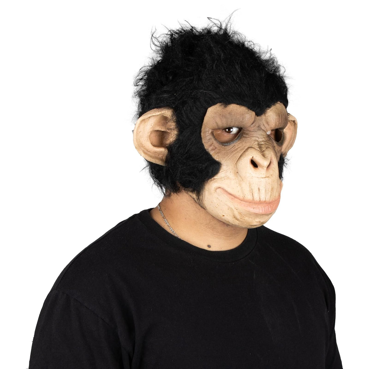 Chimp George, Máscara de Monkey Chango Gorila con Pelo, Máscaras de Animales para Disfraz de Mono, Ideal para Halloween y Fiesta de Disfraces