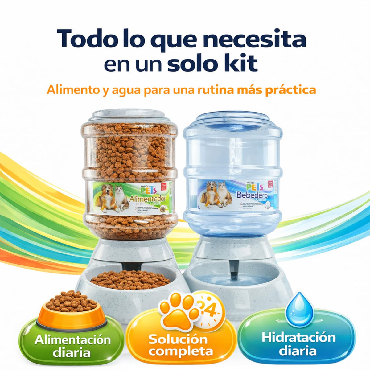 Fancy Pets Kit Alimentador y Bebedero Automático para Perro por Gravedad 2.3 kg Croquetas + 3.8 L Agua Comedero y Dispensador Antiderrapante