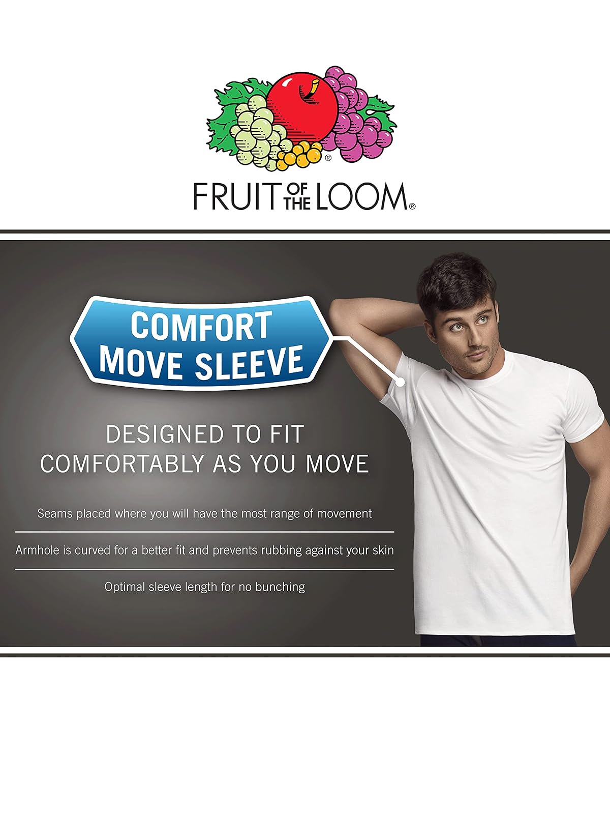 Fruit of The Loom Men's Eversoft Cotton Stay Tucked V-Neck T-Shirt