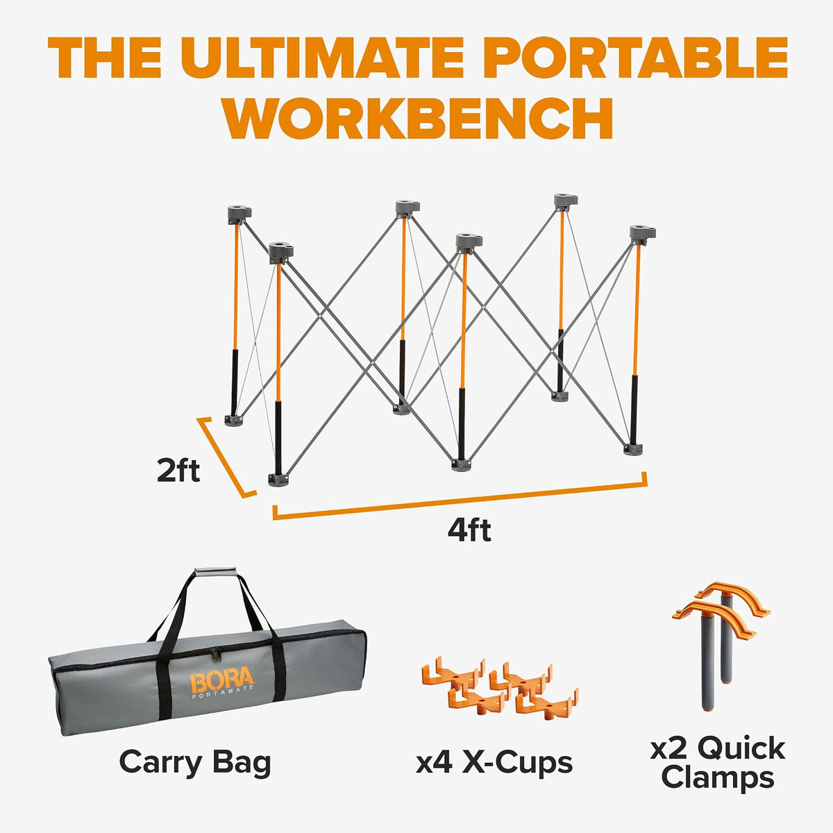 Bora CK6S 2ft x 4ft Unit, 4 X-Cups, 2 Quick Clamps, C/S Bag 6 struts, 2' x 4'