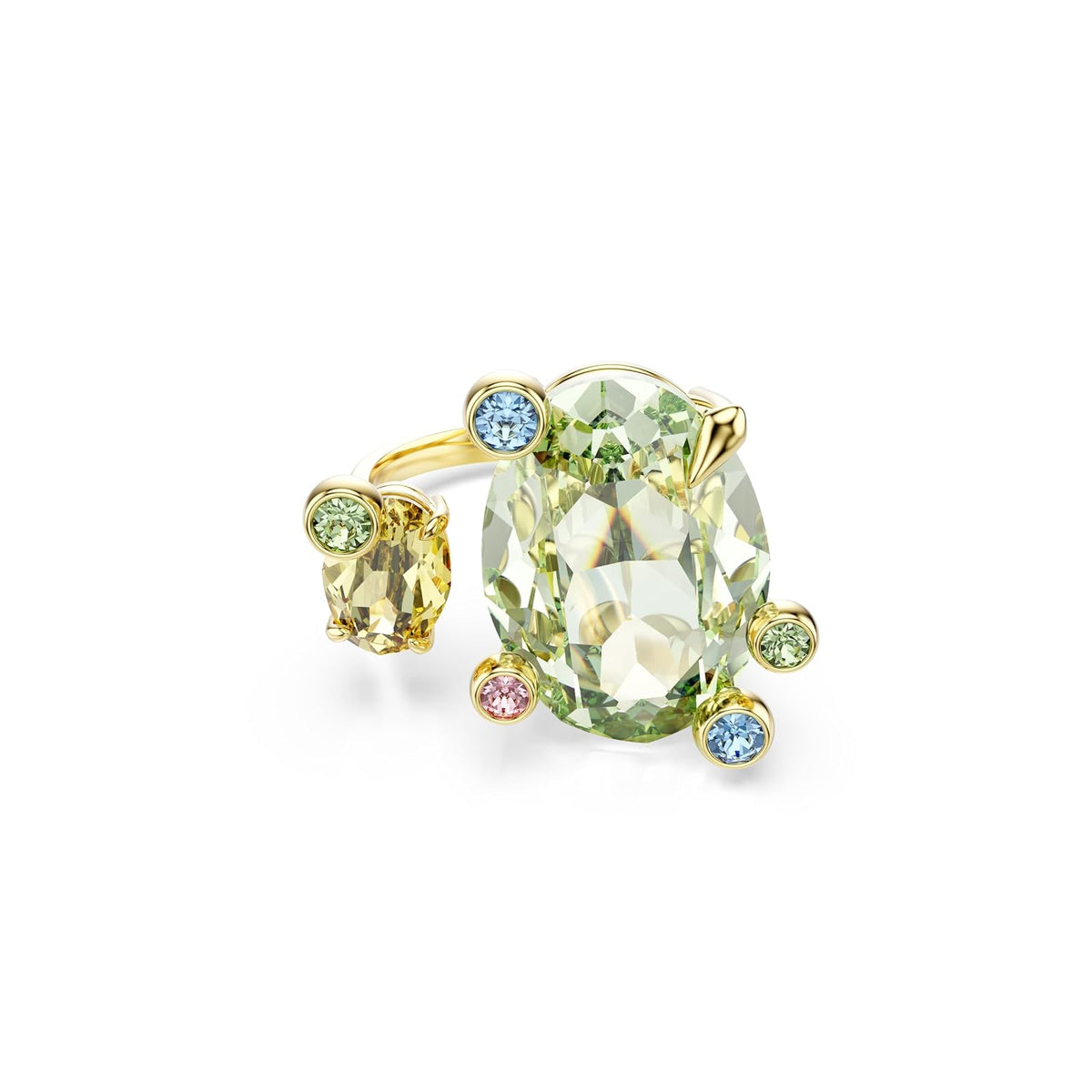 Anillo abierto Swarovski Gema, mixtos, multicolor, baño dorado
