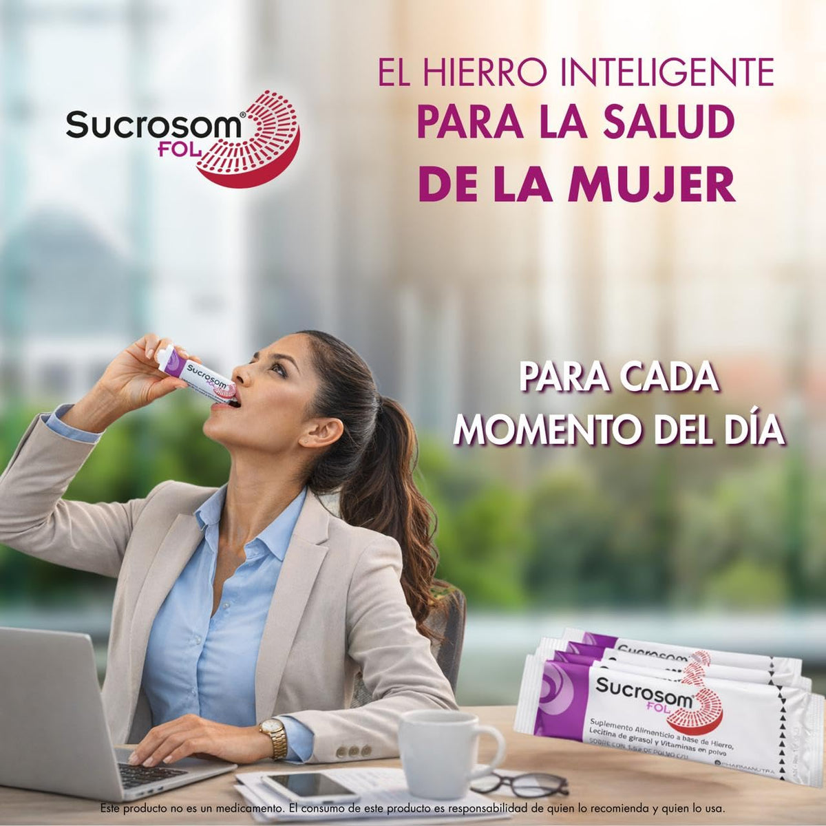 Sucrosom FOL Hierro Sucrosomial + Ácido Fólico y Vitaminas – Suplemento Alimenticio para la Mujer – Sobres en Polvo