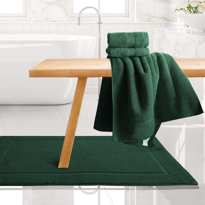 Hearth & Harbor - Toallas de Lujo 100% algodón Hilado en Anillo, Ultra Suaves y Altamente absorbentes, Toallas de baño, tapete de Piso, Color Verde Cazador