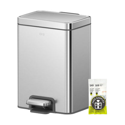 EKO Madison Bote de Basura Baño 6L con Tapa y Cubeta Extraíble - 6L - Acero inoxidable cepillado