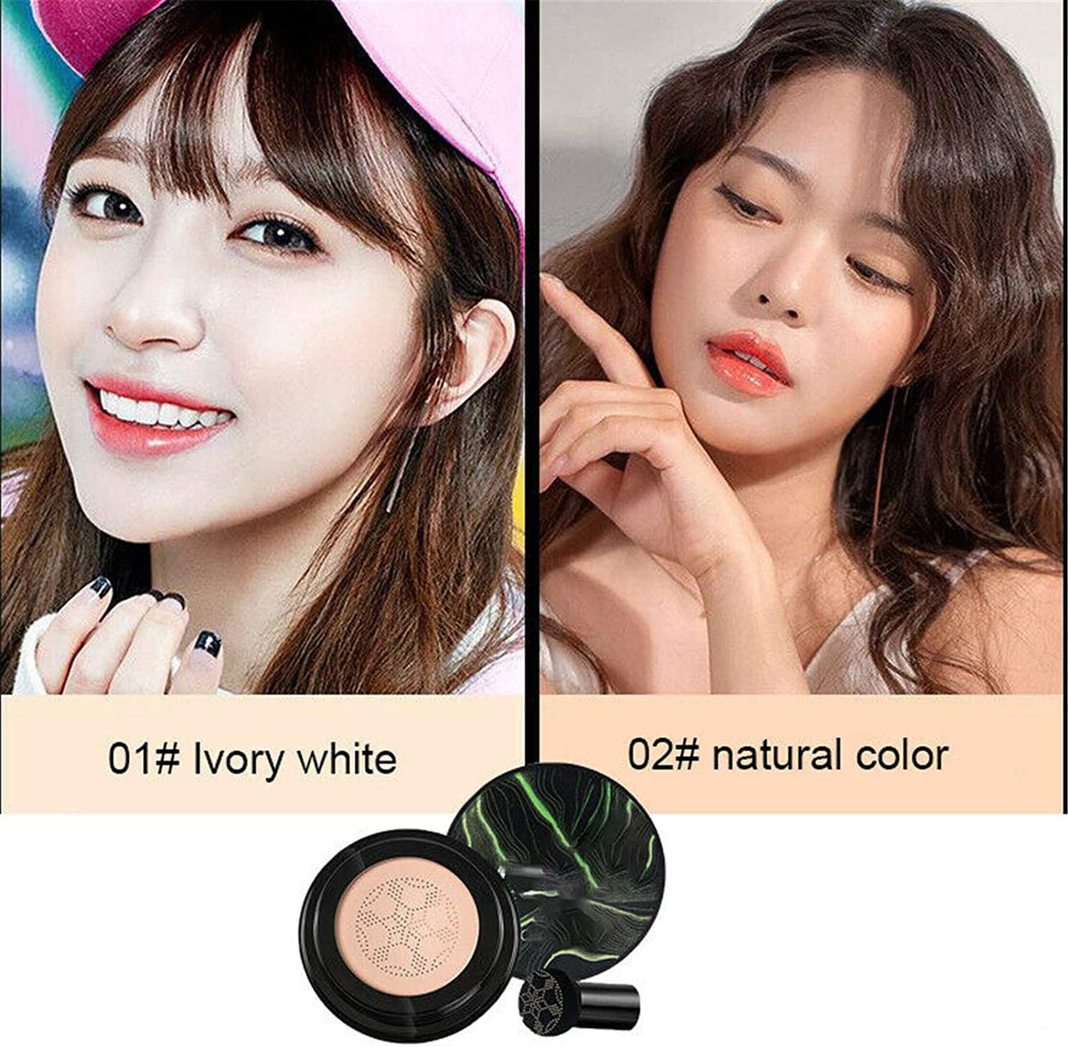 Waterproof Flaw-Less Air Cushion Foundation, Air Cushion CC Cream Mushroom Head Foundation, Makeup Foundation Full Coverage, Even Skin Tone Makeup Base