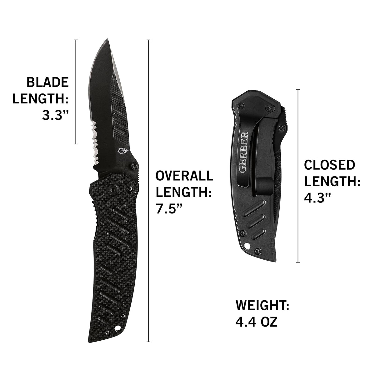 Gerber Gear 31-000594 - Cuchillo Swagger, borde dentado, punto de caída | Hoja dentada de punto de caída, mango G10, abierta con una sola mano, transporte diario EDC, cuchillo plegable duradero y