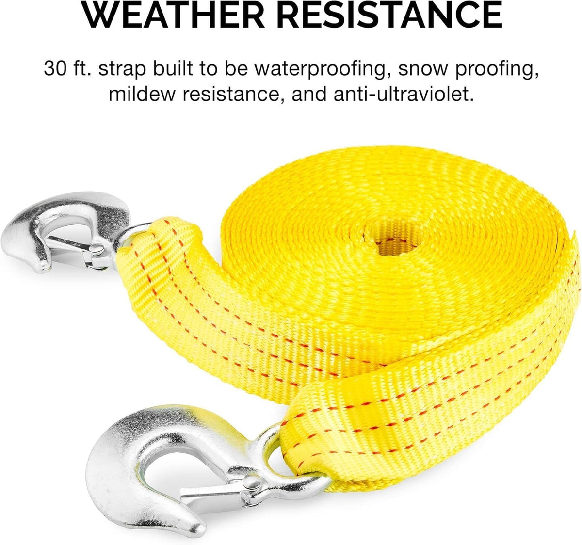 Neiko Correa de Remolque Resistente 2" x 30', 10 Libras con Ganchos de Seguridad