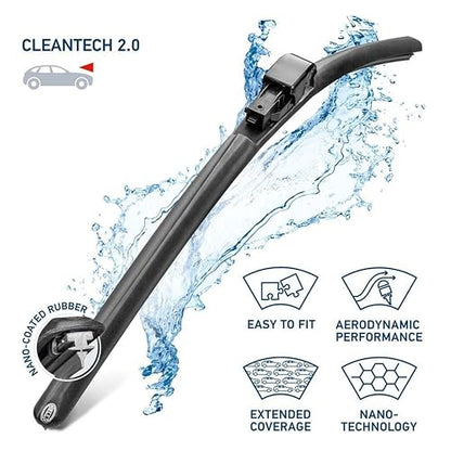 Hella Cleantech 2.0 Limpiaparabrisas 14 in con Revestimiento Nano-Grafito, Negro, 9XW 358 053-141